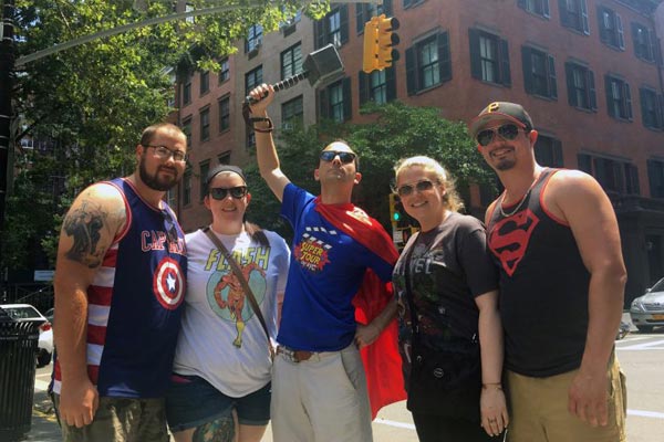 Superhjältefilmer busstur i New York